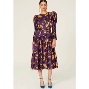 DELFI Collective Purple Taylor Puff Sleeve Dress Size Small $398